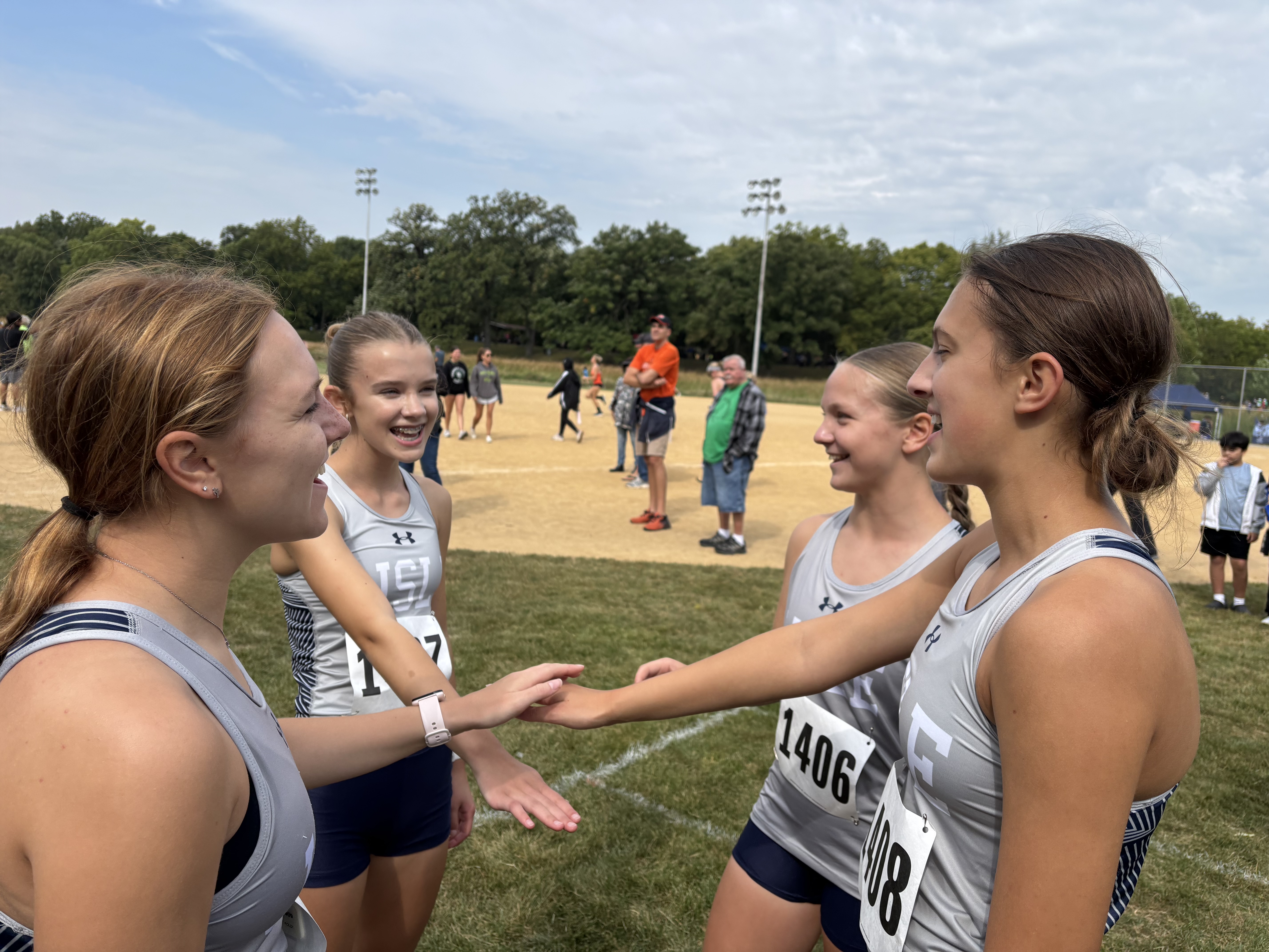 Lisle Varsity Girls at the Line at the 2025 Steelmen Invite